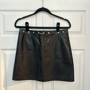 Faux Black Leather Skirt